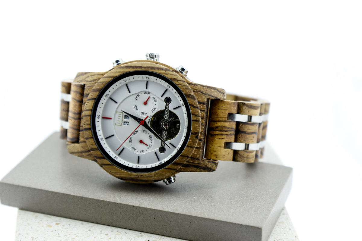 Reloj Mecánico Zebra Wood Blk WAGQ027-2C