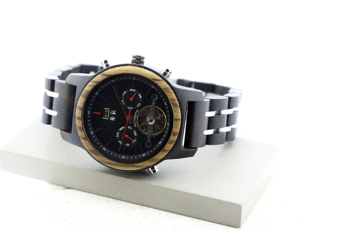 Reloj mecánico luxury zebra wood BLK WAGQ027-3C