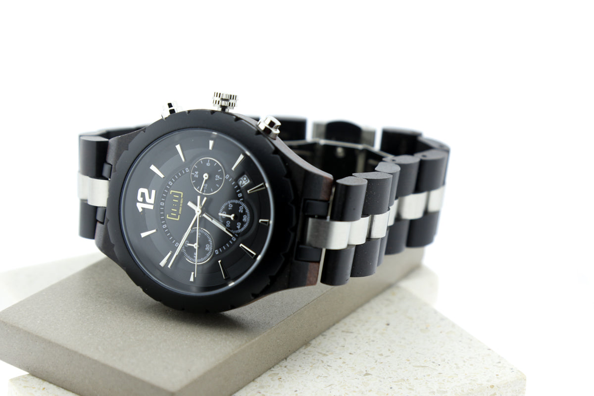 Reloj Análogo Ebony Wood y Acero Inox WAGR022-1C