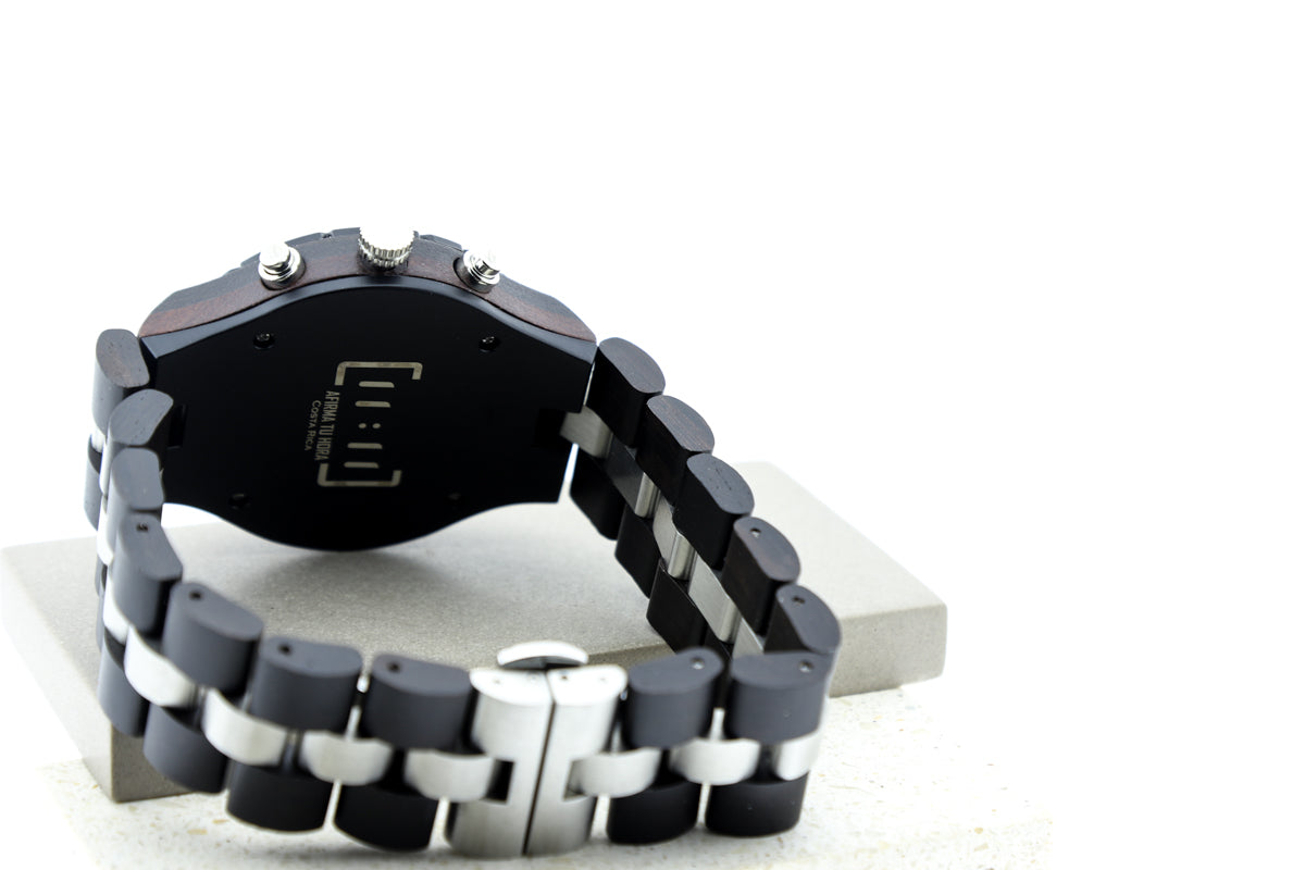 Reloj Análogo Ebony Wood y Acero Inox WAGR022-1C