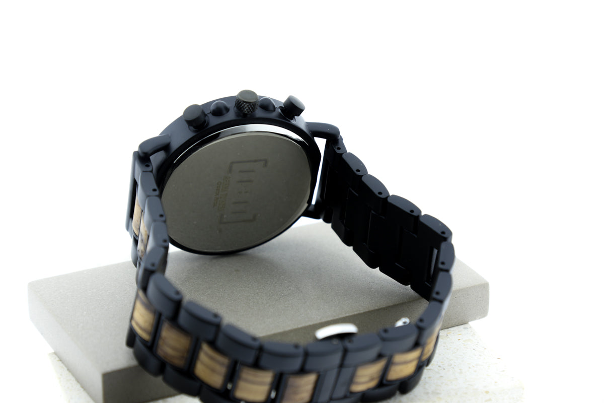 Reloj Análogo Ebony Wood y Acero Inox WAGR025-1C