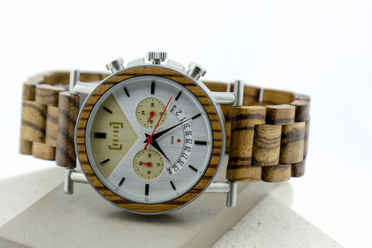 Reloj Análogo Ebony Wood y Acero Inox WAGR006-1C