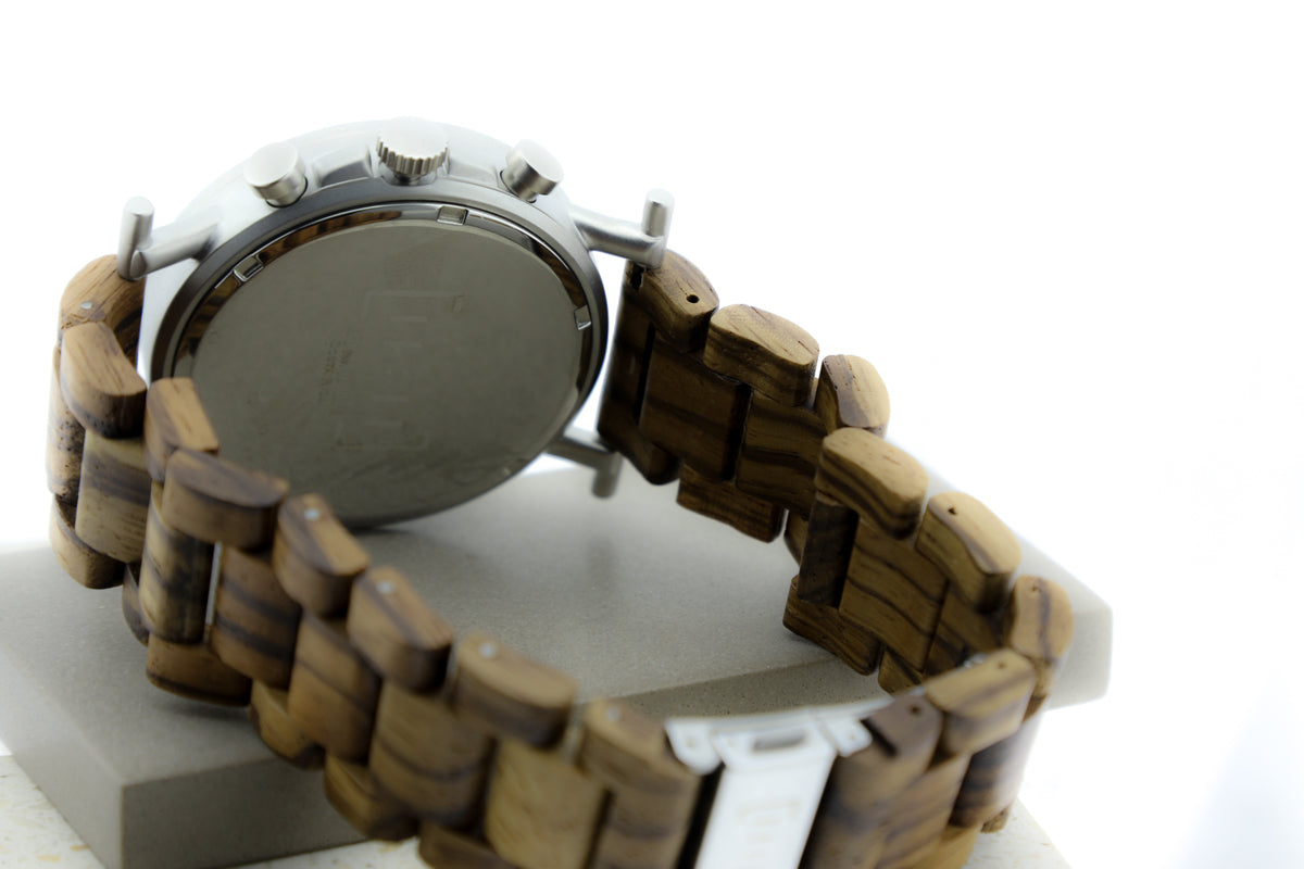 Reloj Análogo Ebony Wood y Acero Inox WAGR006-1C