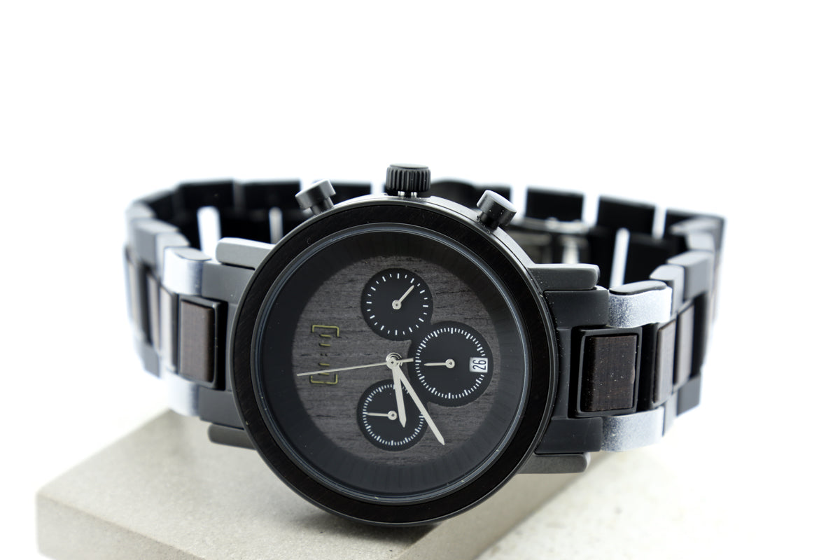Reloj Análogo Ebony Wood y Acero Inox WAGR001-3C