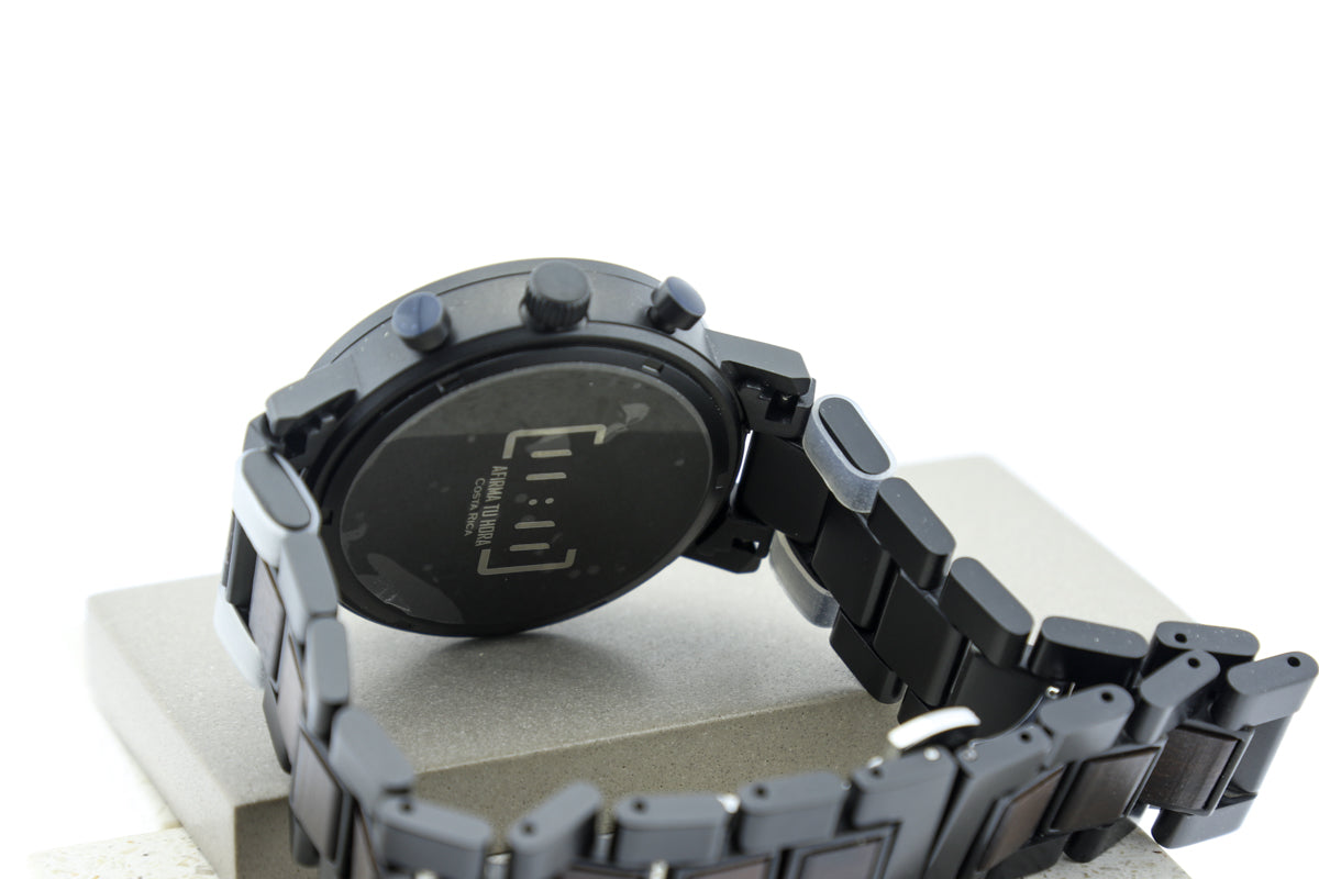 Reloj Análogo Ebony Wood y Acero Inox WAGR001-3C