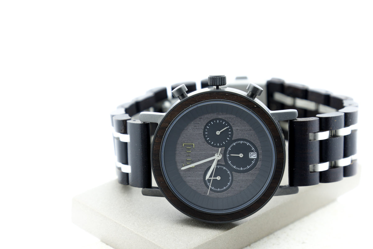 Reloj Análogo Ebony Wood y Acero Inox WAGR001-5C