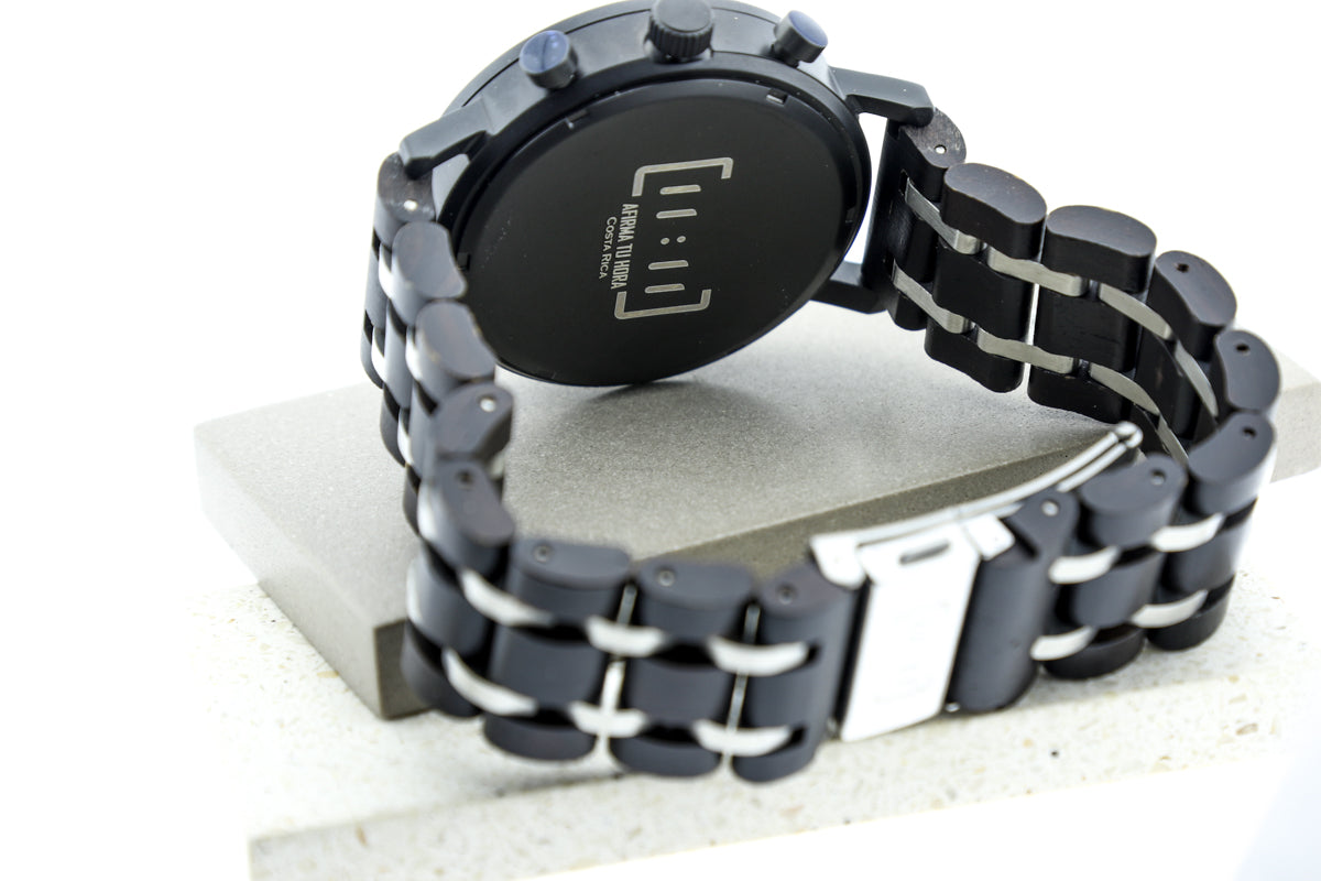 Reloj Análogo Ebony Wood y Acero Inox WAGR001-5C