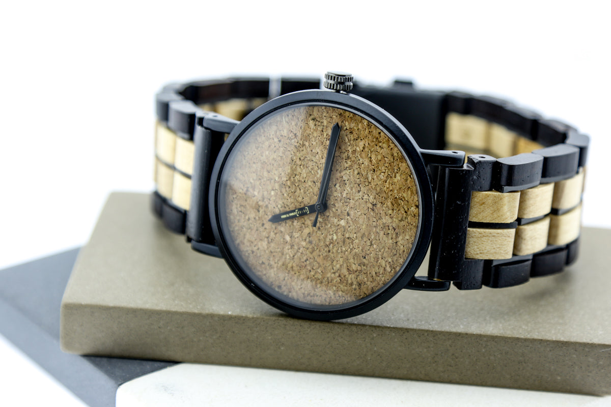 Reloj Análogo Ebony Wood y Acero Inox WAGS019-2C