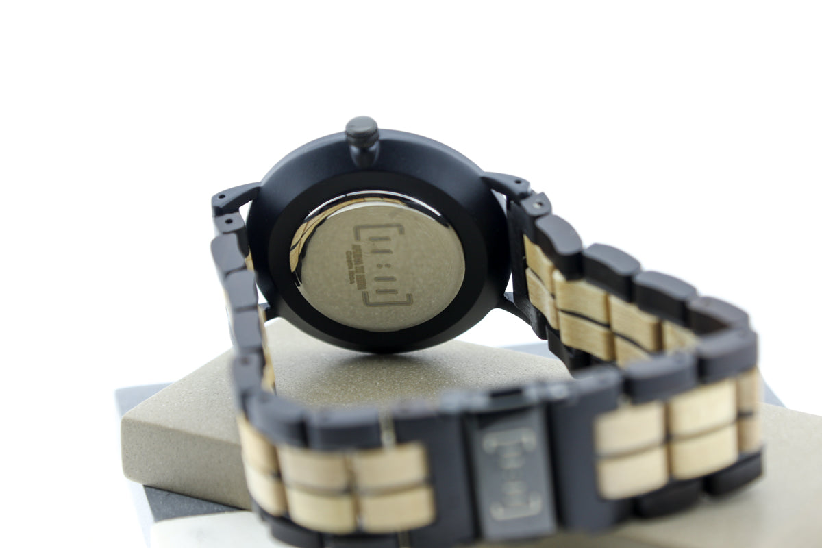 Reloj Análogo Ebony Wood y Acero Inox WAGS019-2C