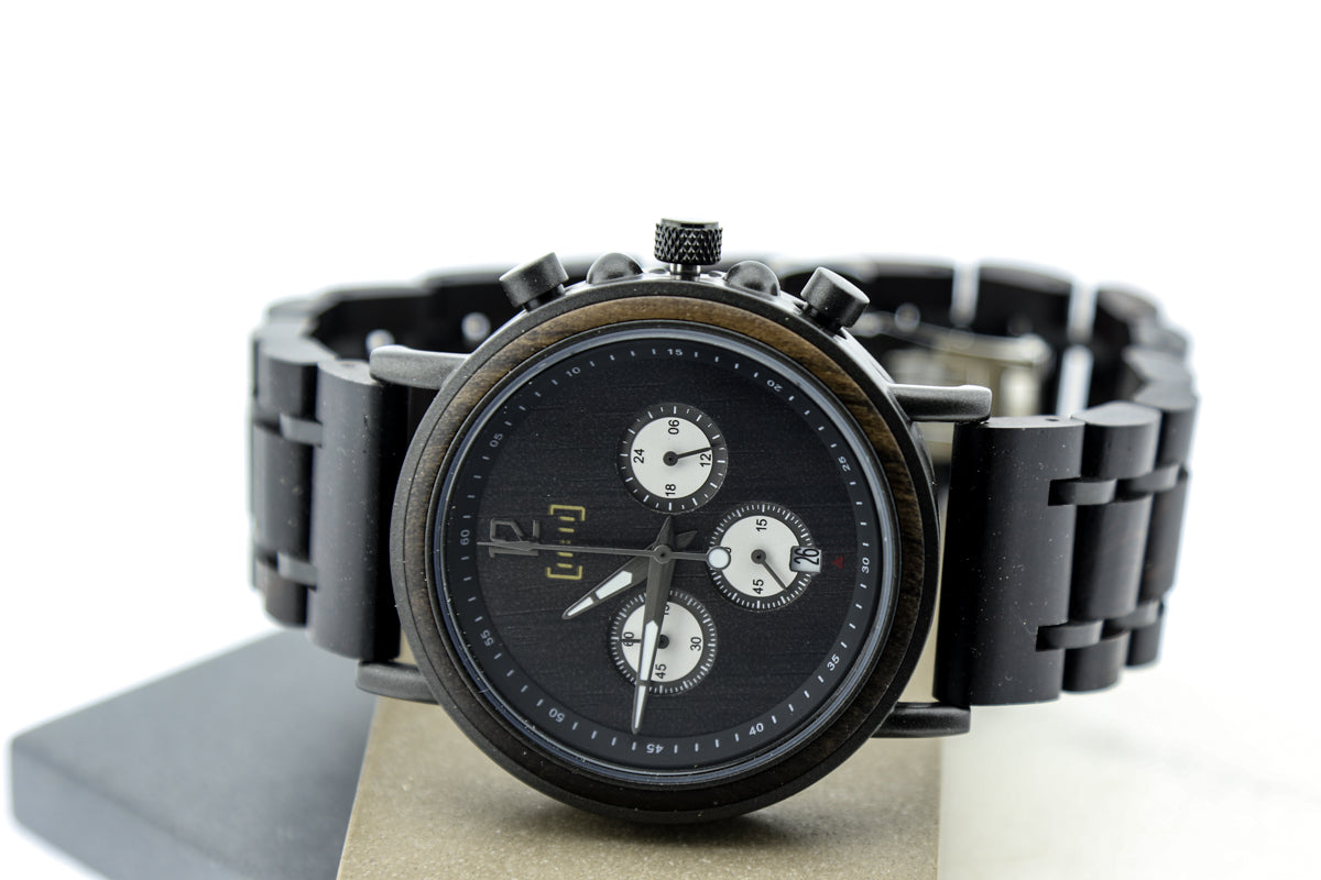 Reloj Análogo Ebony Wood y Acero Inox WAGS018-8C