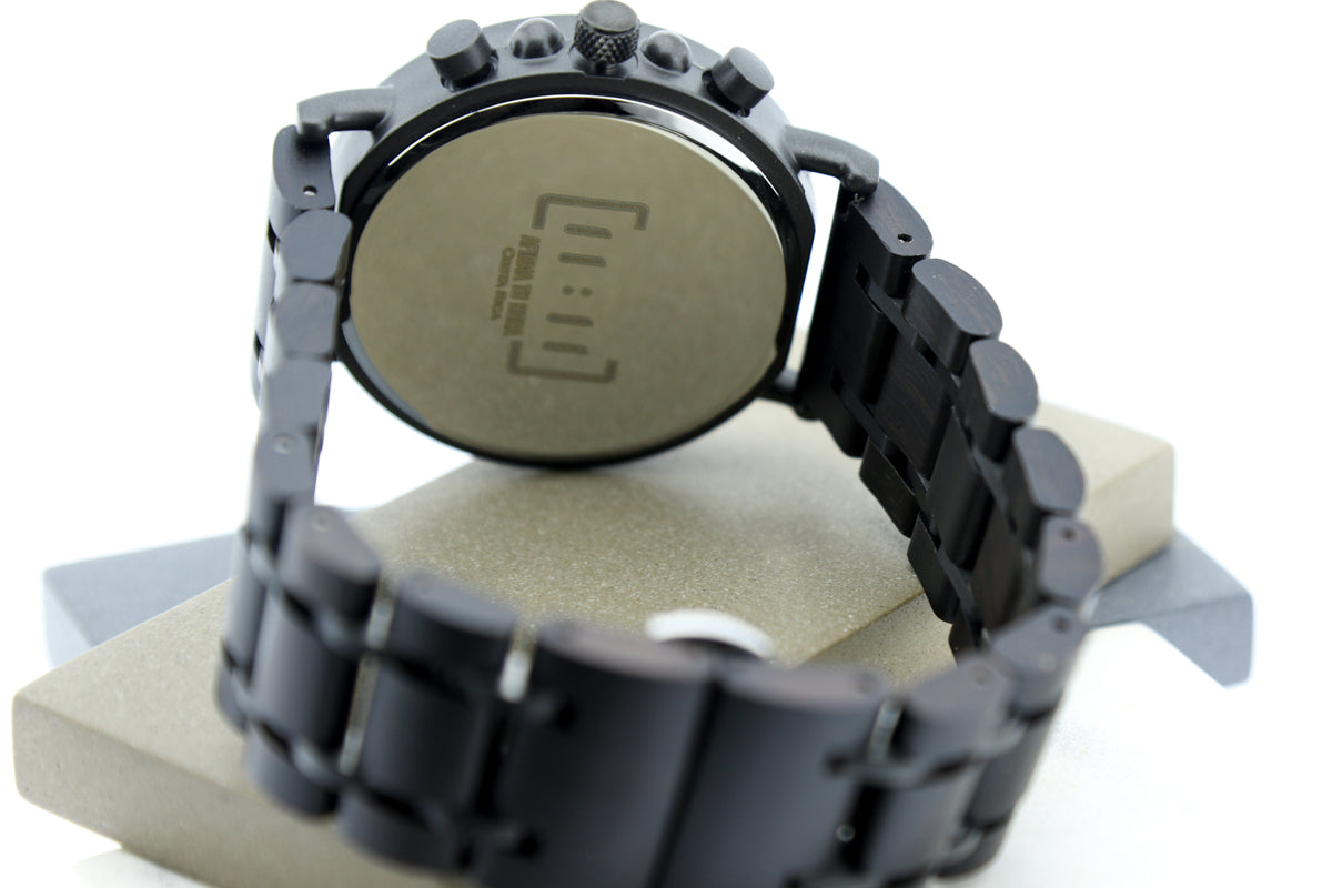 Reloj Análogo Ebony Wood y Acero Inox WAGS018-8C