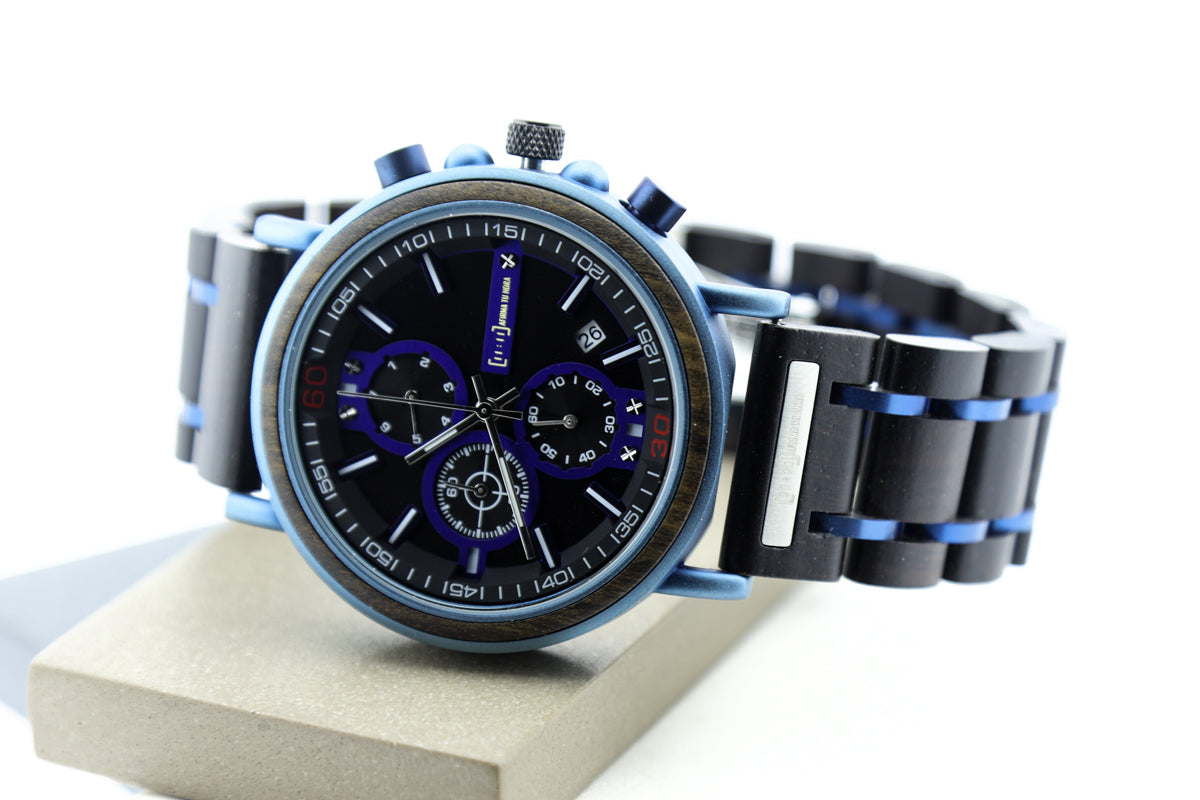Reloj Análogo Ebony Wood y Acero Inox WAGS018-6C