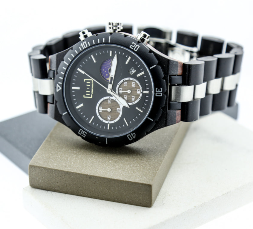 Reloj Análogo Ebony Wood y Acero Inox WAGT069-1C