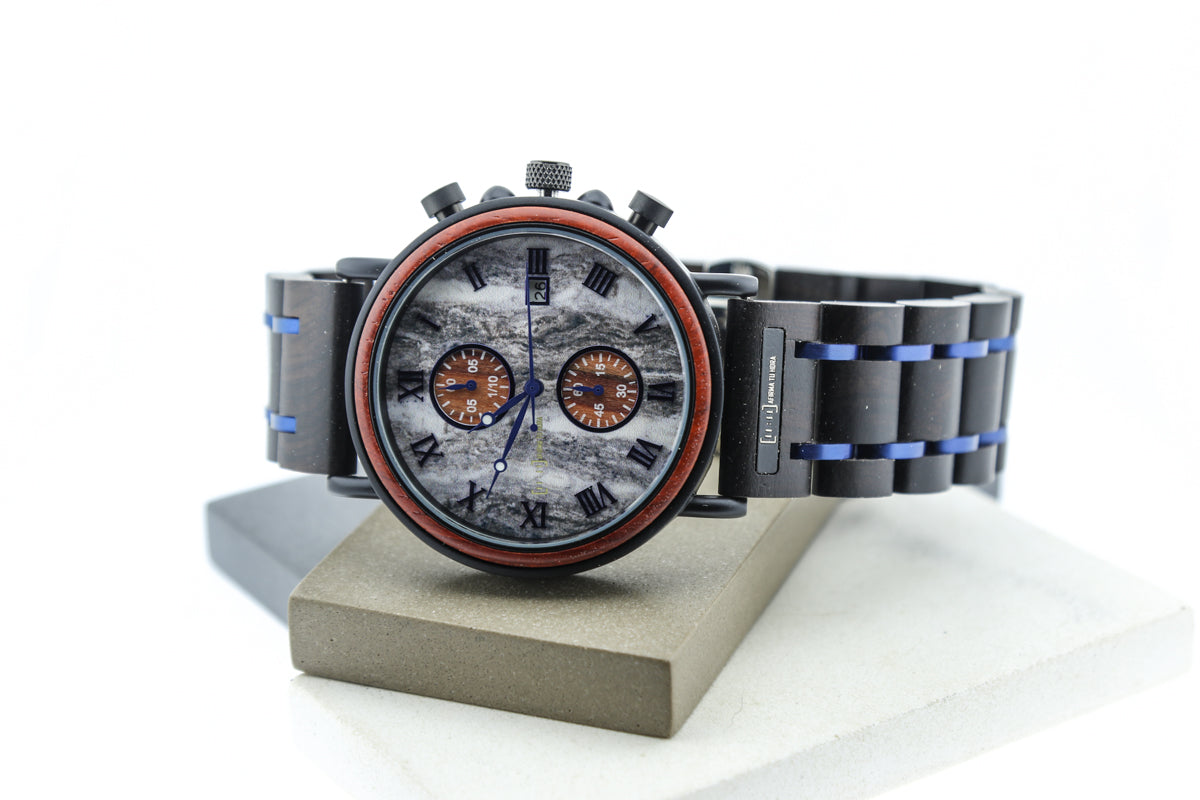 Reloj Análogo Ebony Wood y Acero Inox WAGT073-1C