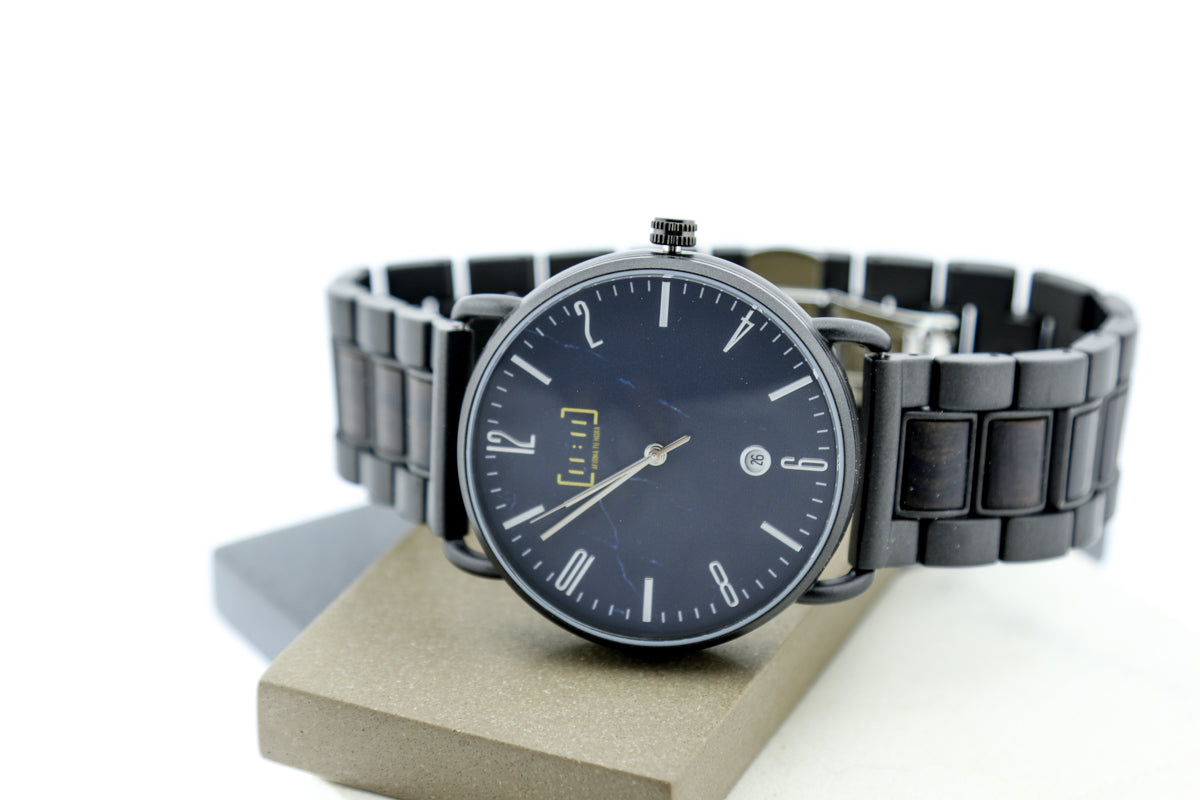 Reloj Análogo Ébano Wood y Acero Inox WAGT064-1C