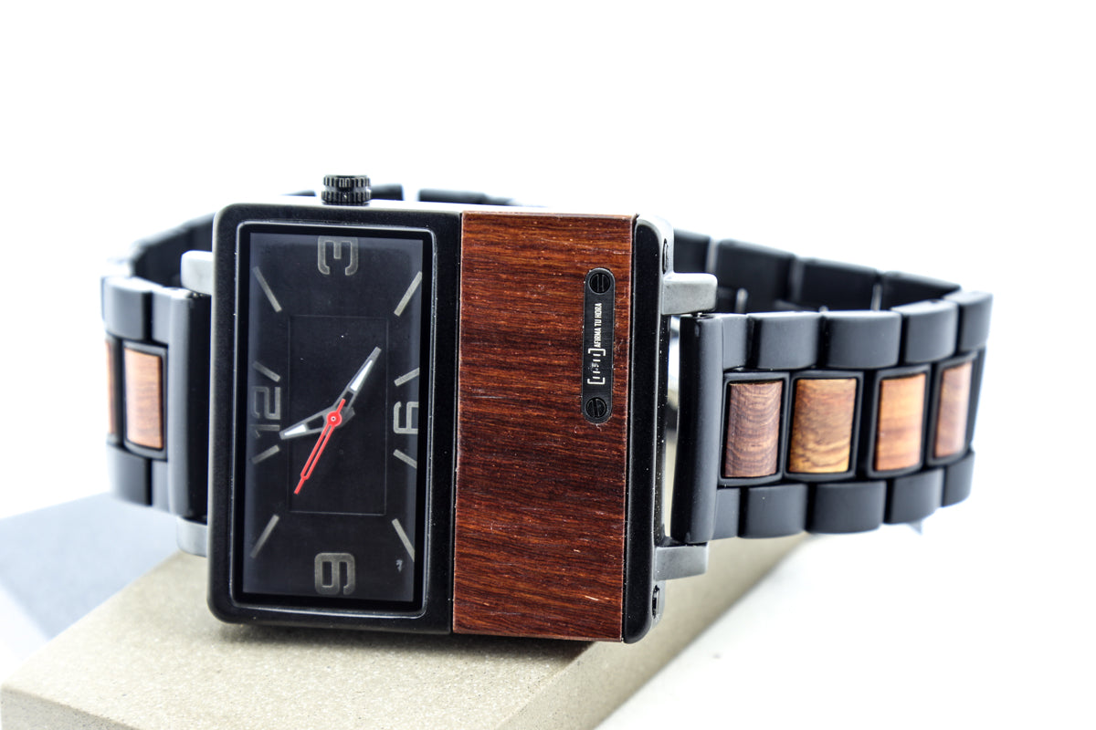 Reloj Análogo Ebony Wood y Acero Inox WAGT095-1C