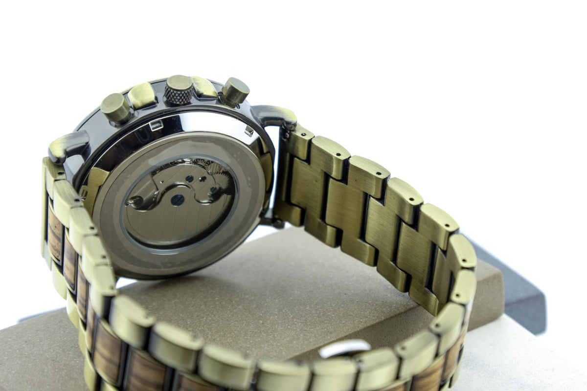 Reloj Mecánico Luxury Zebra Wood BLK WAGT037-2C