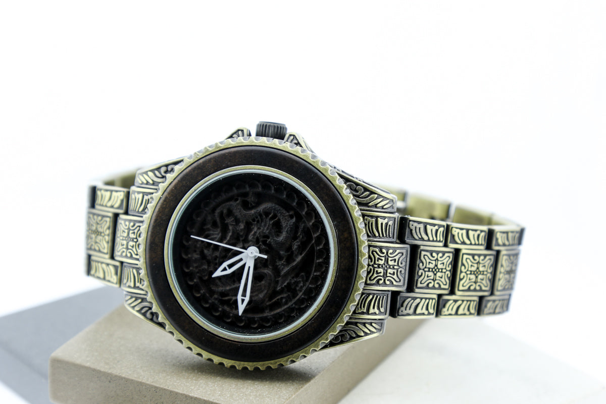 Reloj Análogo Ebony Wood y Acero Inox WAGT072-1C