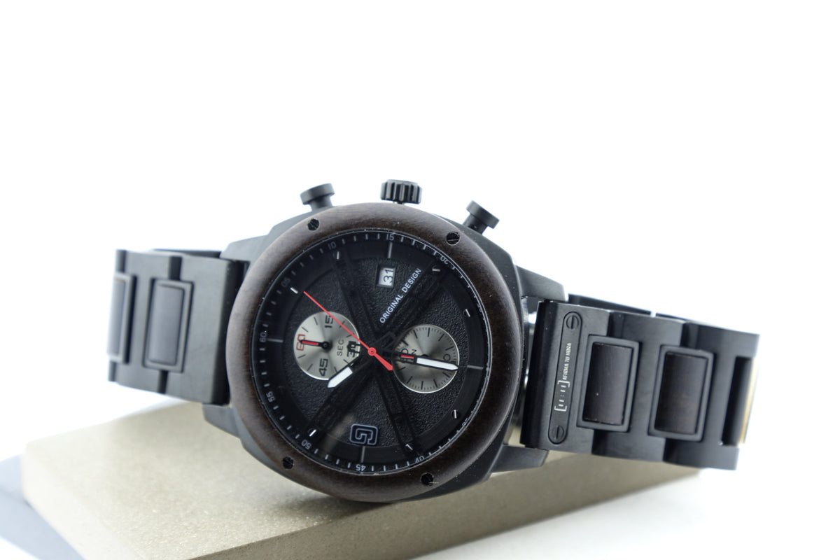 Reloj Análogo Ebony Wood y Acero Inox WAGT107-1C
