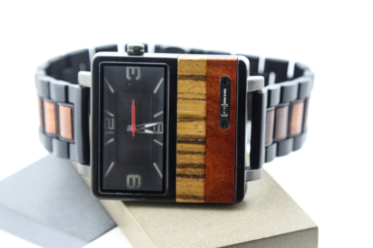 Reloj Análogo Ebony Wood y Acero Inox WAGT095-2C