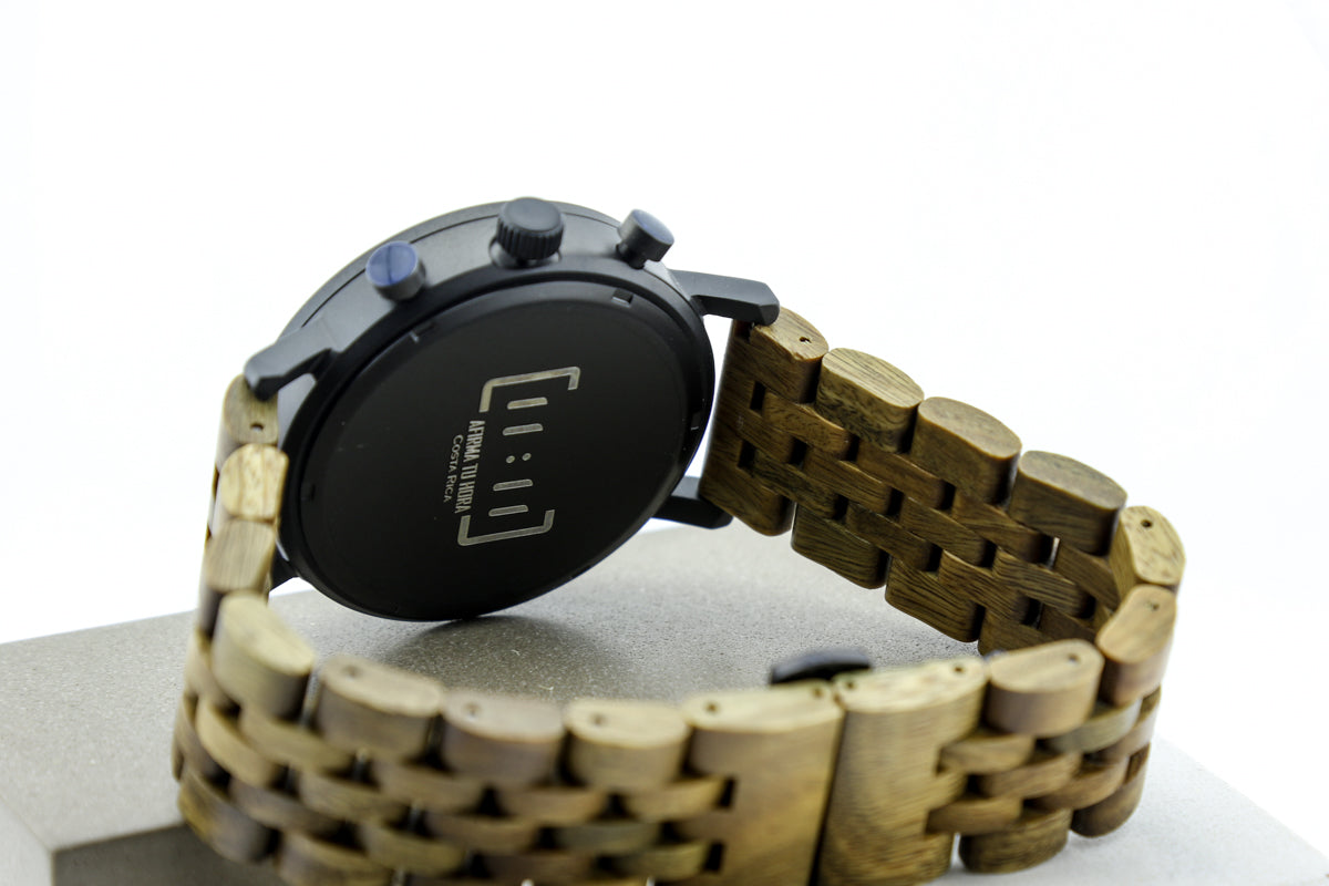 Reloj Análogo Ebony Wood y Acero Inox WAGT027-2C