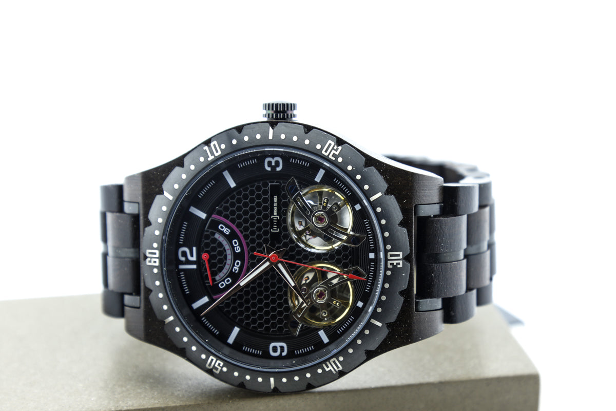 Reloj Mecánico Luxury Zebra Wood BLK WAGT018-1C