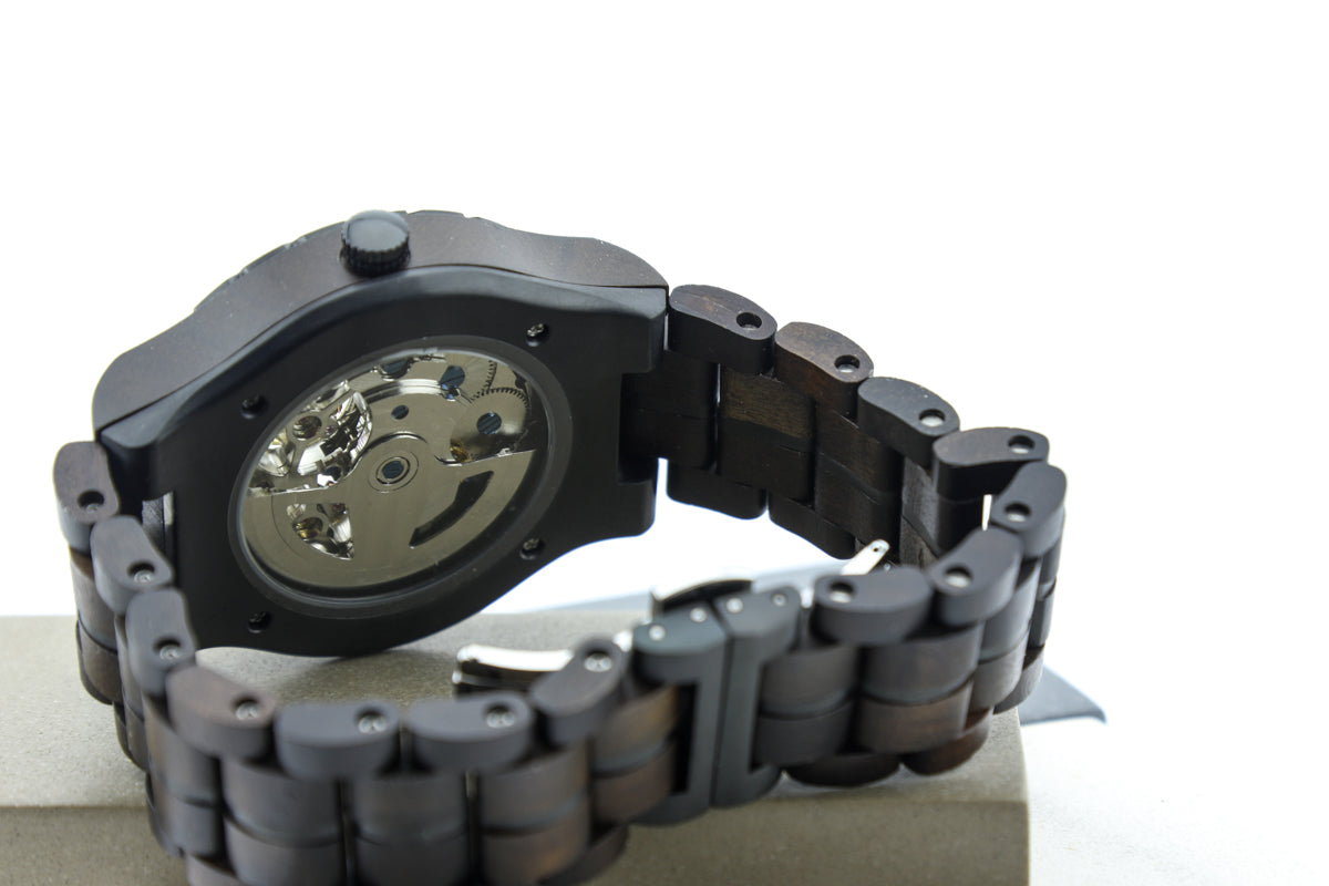 Reloj Mecánico Luxury Zebra Wood BLK WAGT018-1C