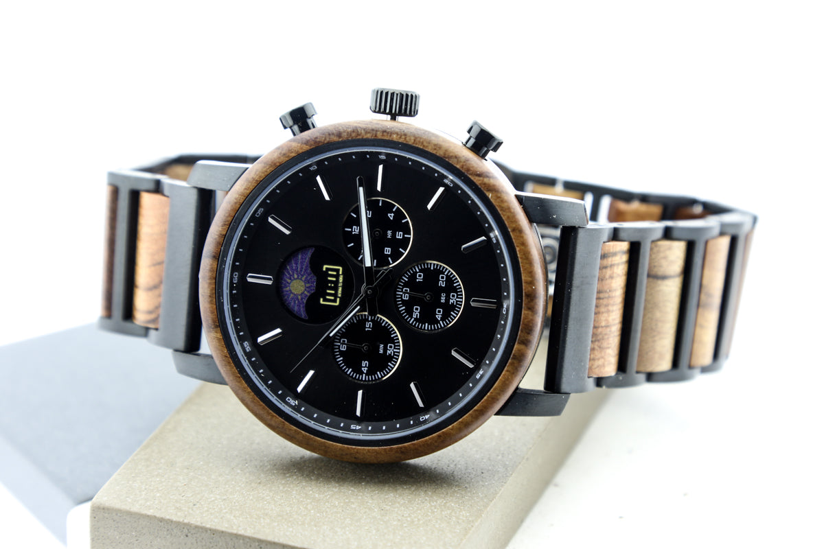 Reloj Análogo Ebony Wood y Acero Inox WAGT121-1C