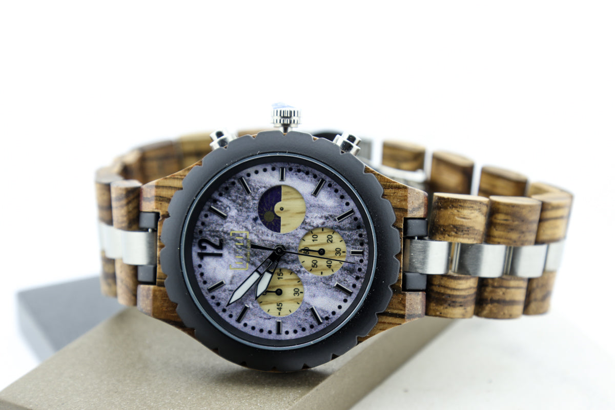 Reloj Análogo Ebony Wood y Acero Inox WAGT069-2C