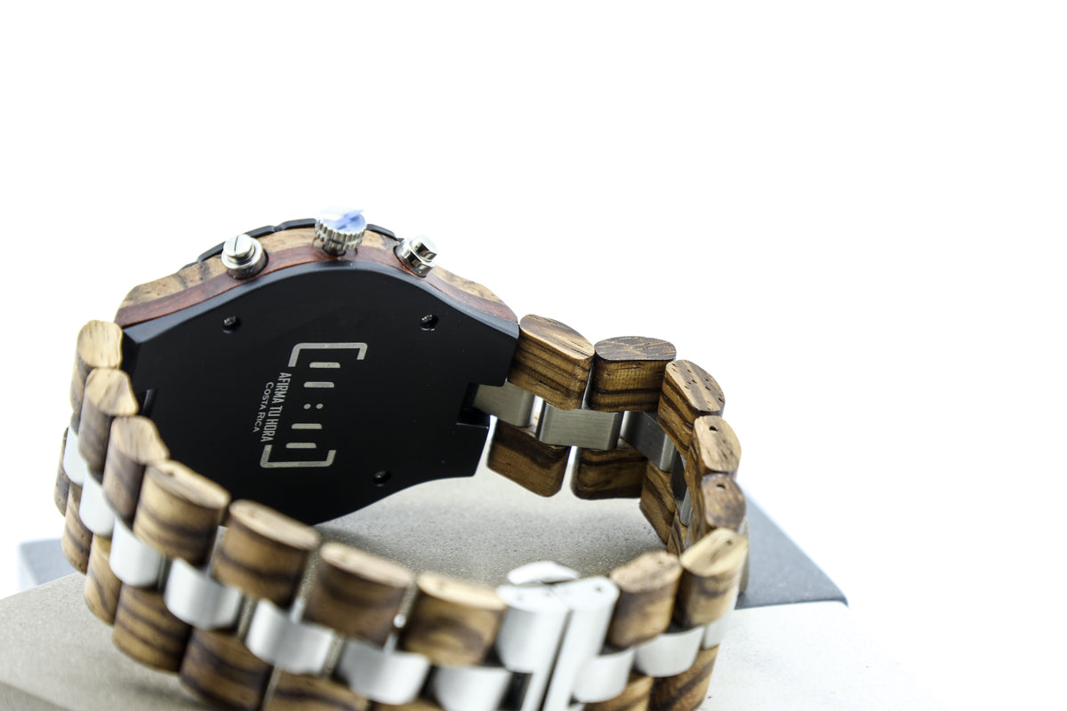 Reloj Análogo Ebony Wood y Acero Inox WAGT069-2C