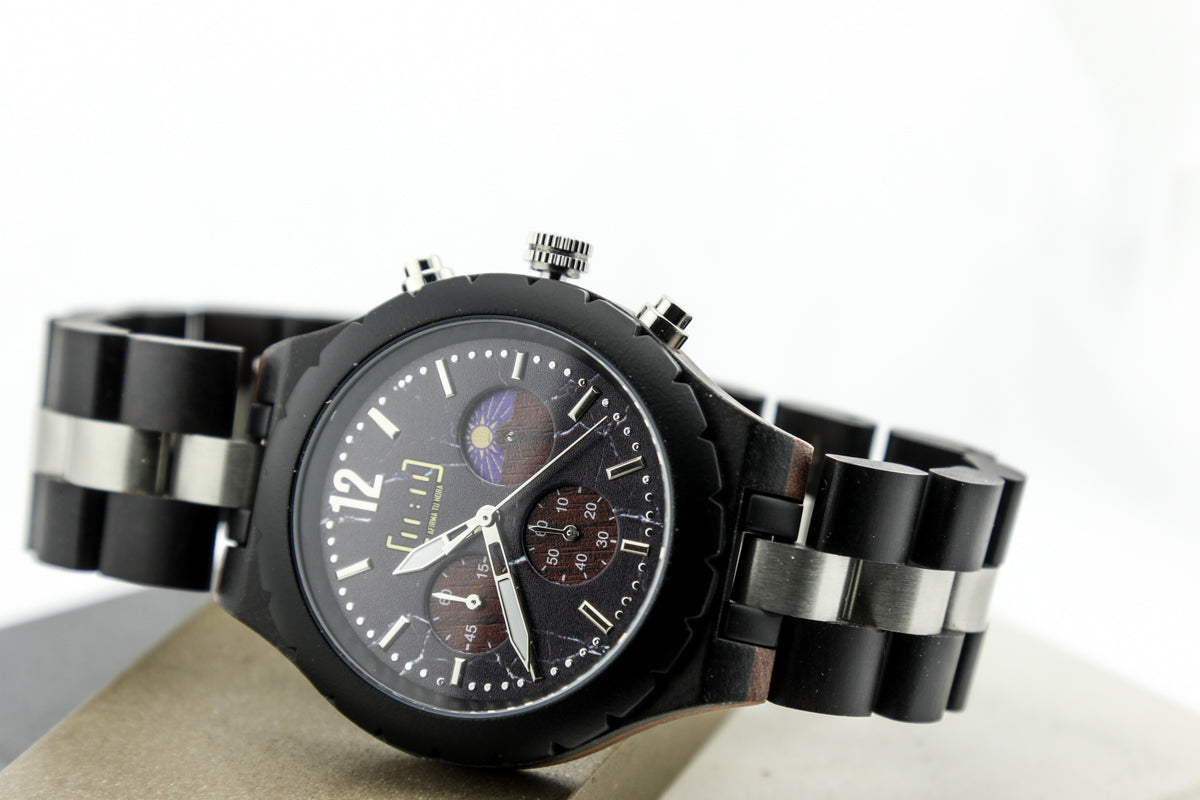 Reloj Análogo Ebony Wood y Acero Inox WAGT069-1C