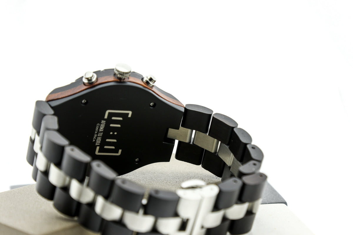 Reloj Análogo Ebony Wood y Acero Inox WAGT069-1C