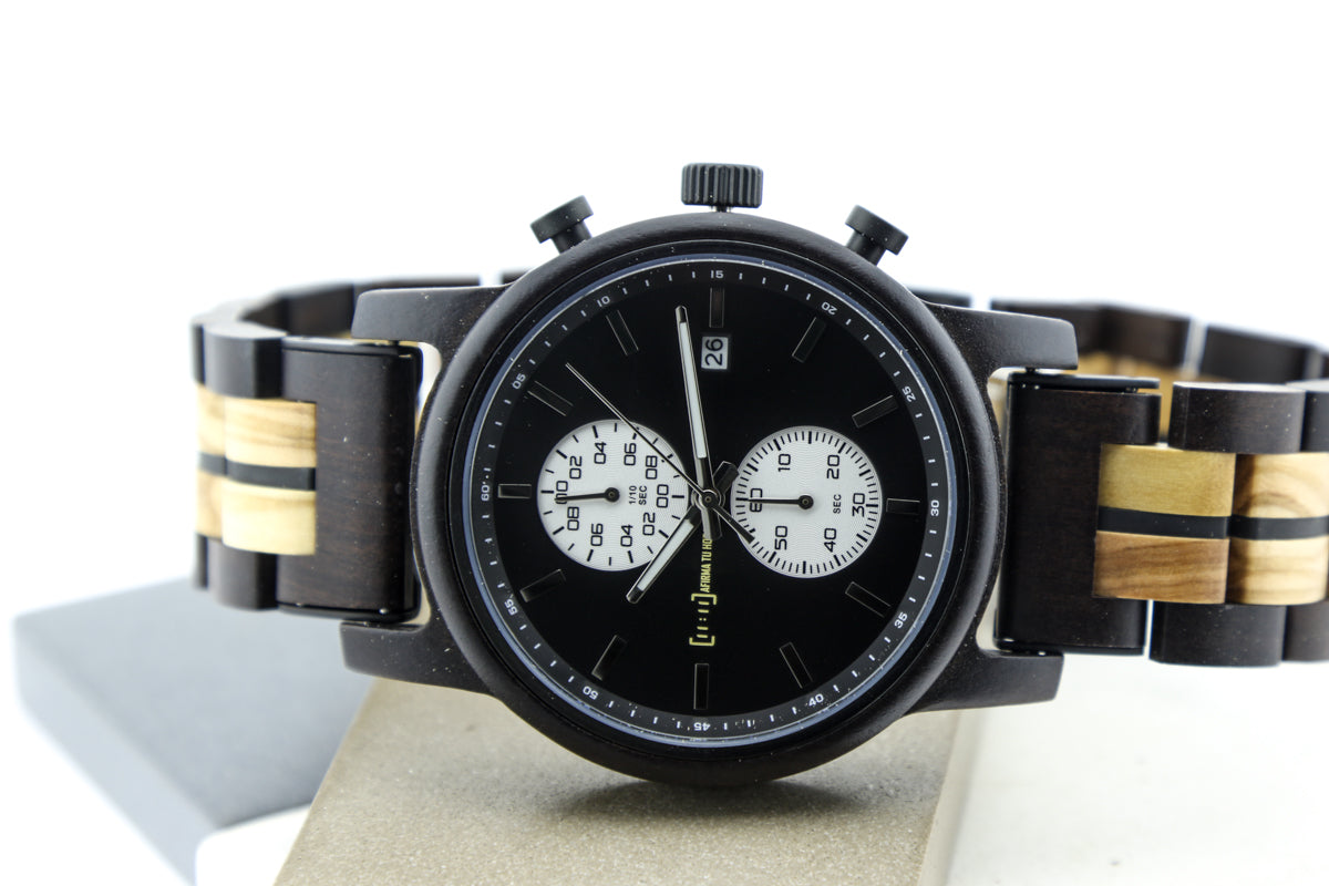 Reloj Análogo Ebony Wood y Acero Inox WAGT116-1C
