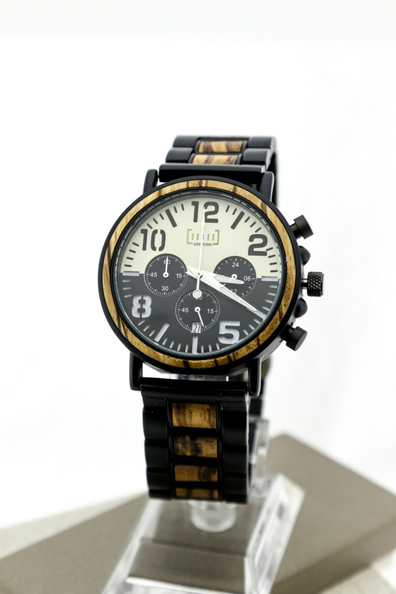 Reloj Análogo Ebony Wood y Acero Inox WAGR025-1C