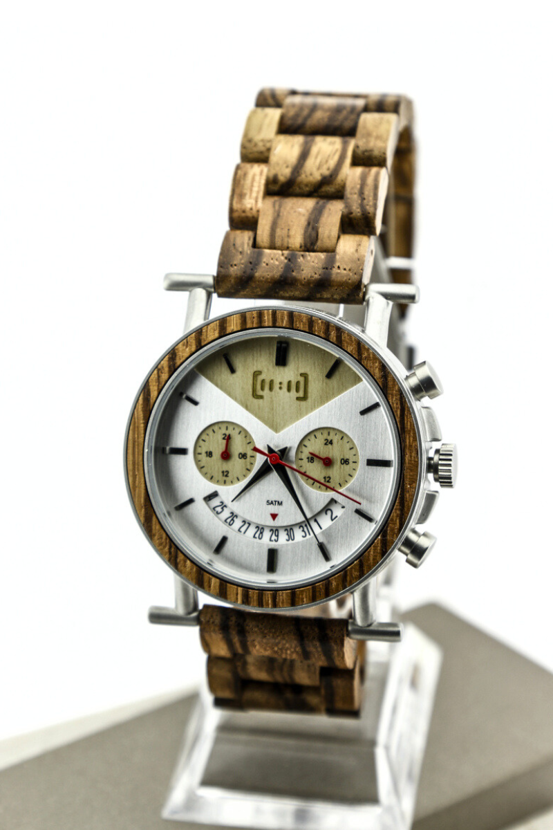 Reloj Análogo Ebony Wood y Acero Inox WAGR006-1C