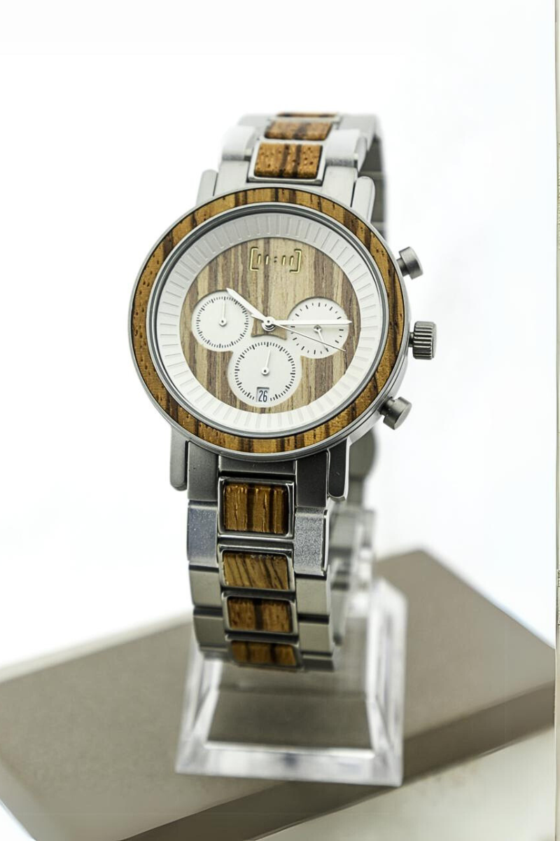 Reloj Análogo Ebony Wood y Acero Inox WAGR001-4C