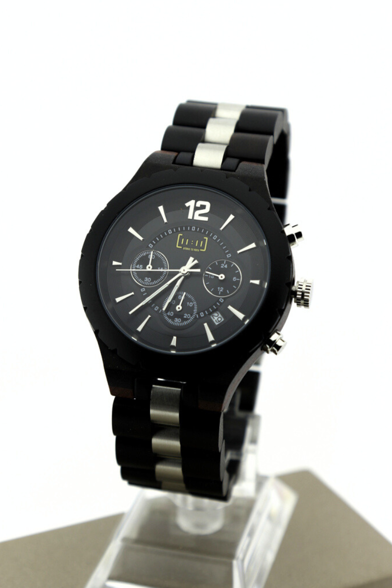 Reloj Análogo Ebony Wood y Acero Inox WAGR022-1C