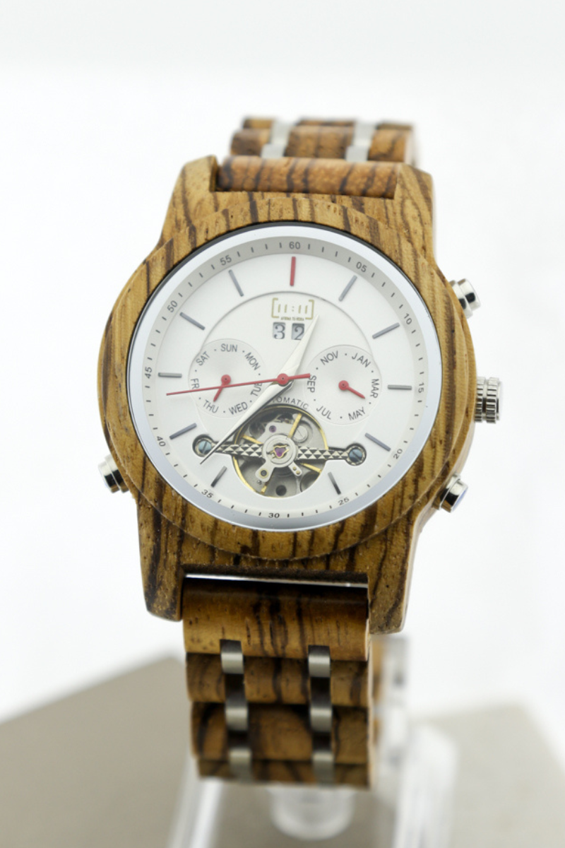 Reloj Mecánico Zebra Wood Blk WAGQ027-2C