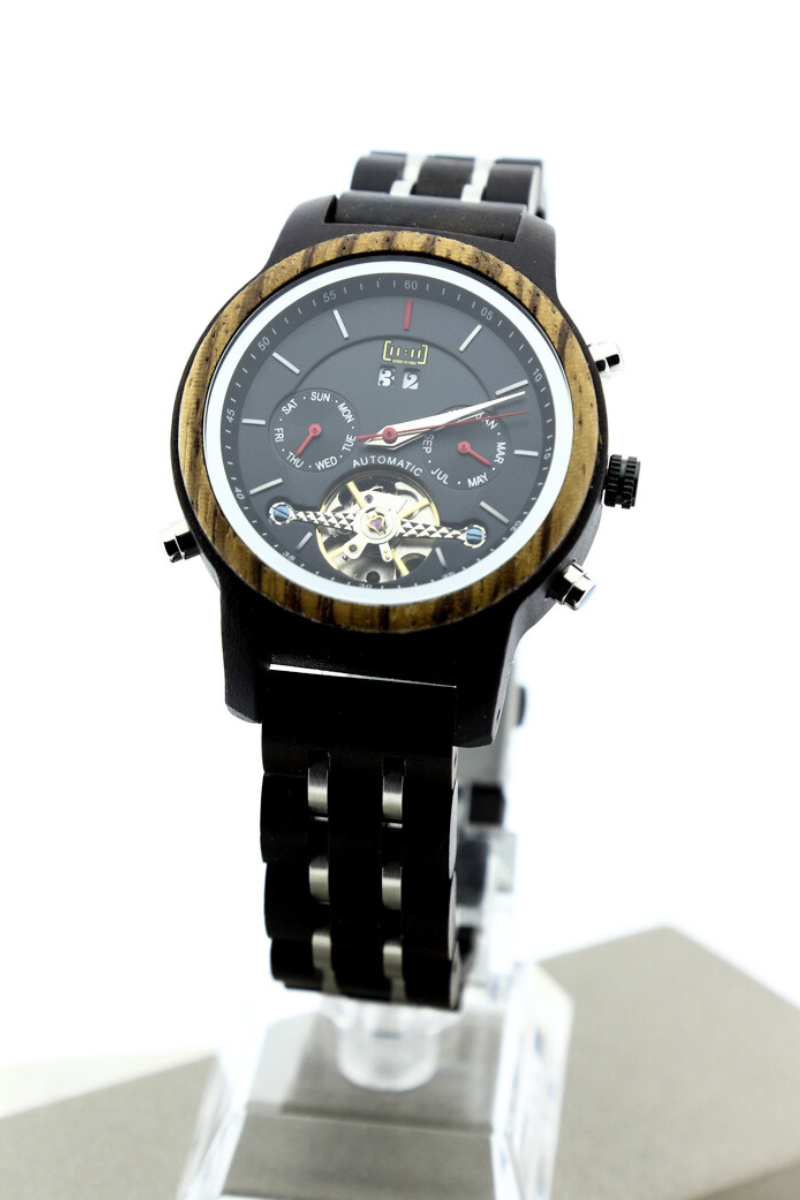 Reloj mecánico luxury zebra wood BLK WAGQ027-3C