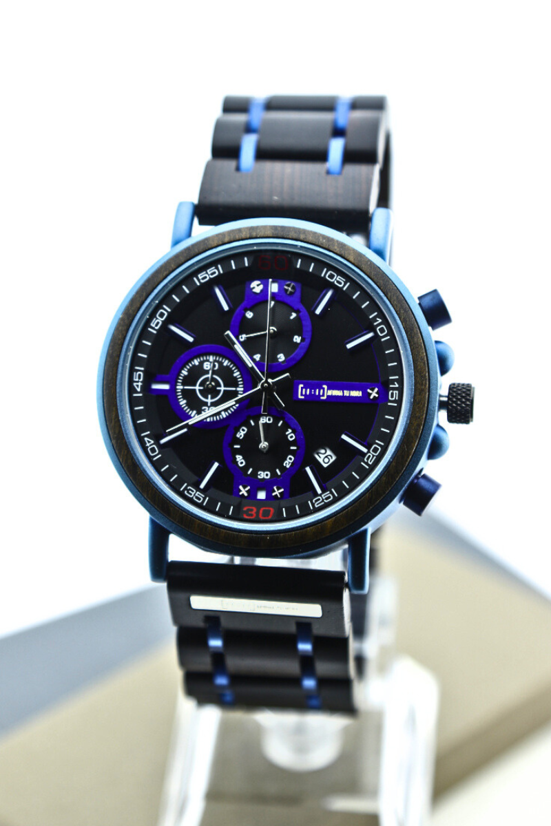 Reloj Análogo Ebony Wood y Acero Inox WAGS018-6C