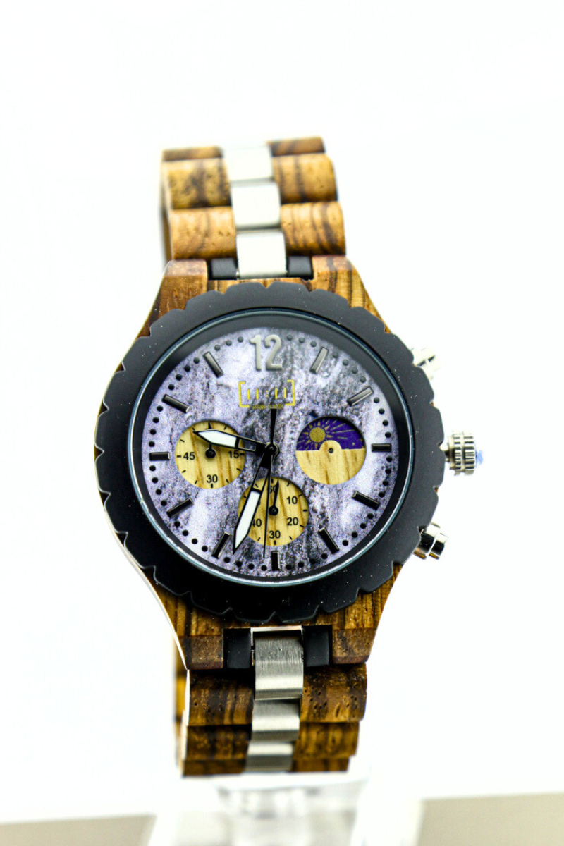 Reloj Análogo Ebony Wood y Acero Inox WAGT069-2C