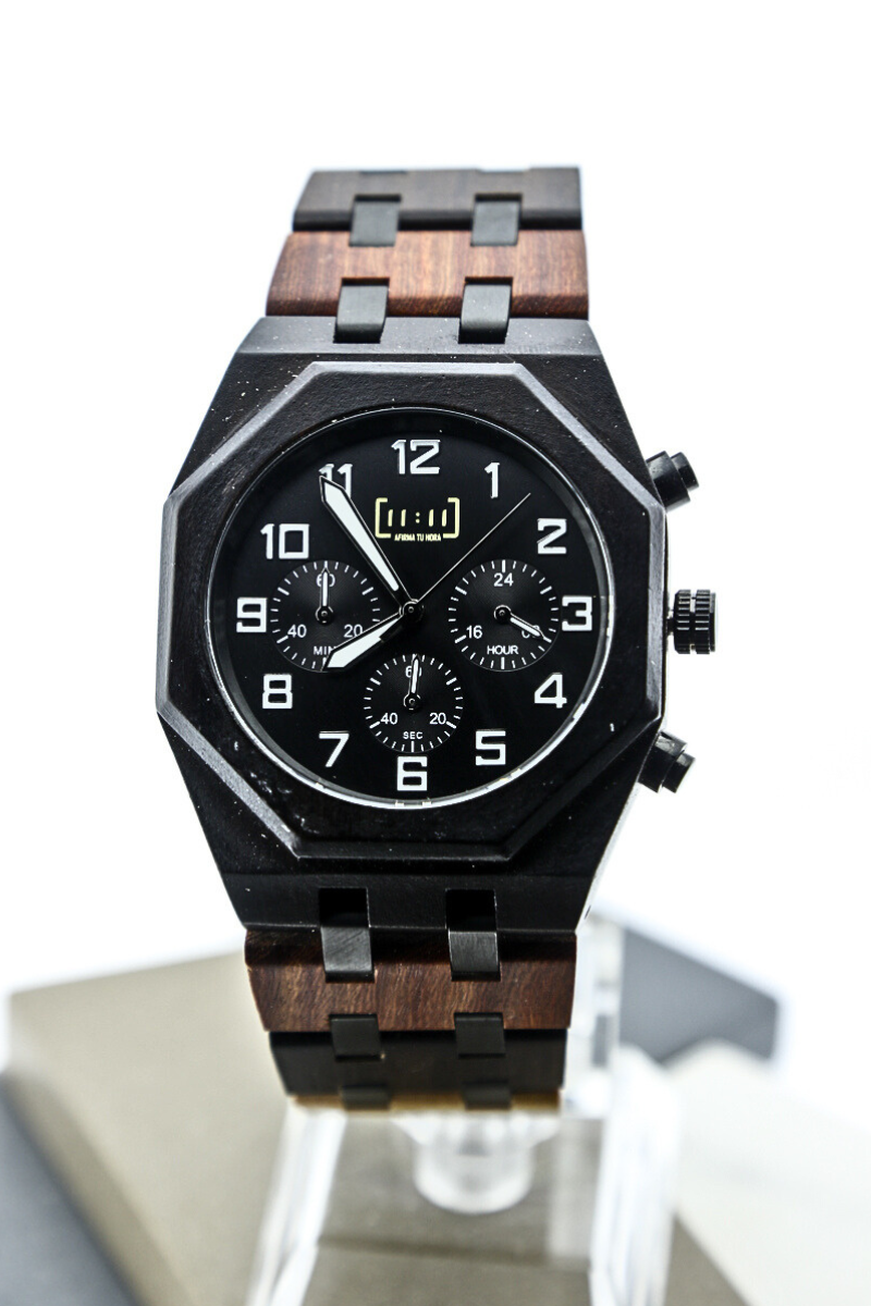 Reloj Análogo Ebony Wood y Acero Inox WAGT092-1C