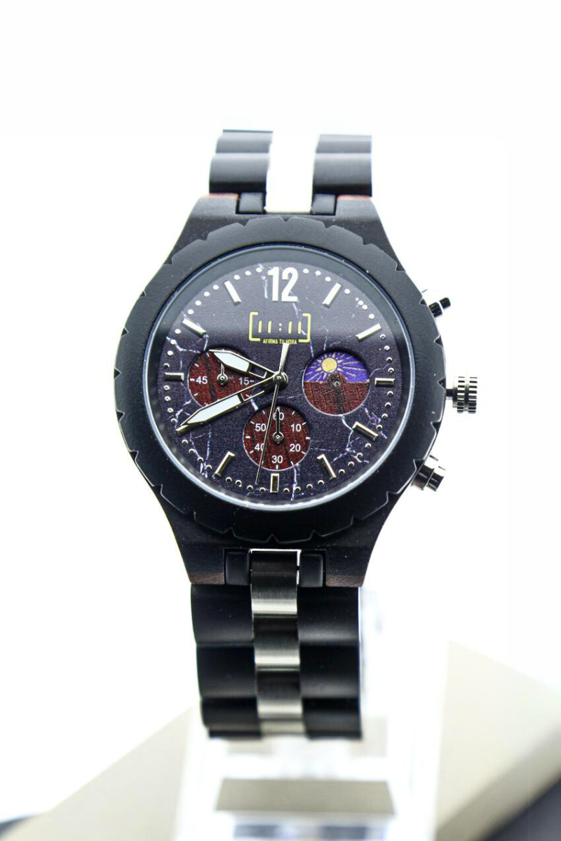 Reloj Análogo Ebony Wood y Acero Inox WAGT069-1C