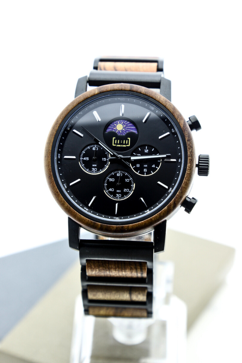 Reloj Análogo Ebony Wood y Acero Inox WAGT121-1C