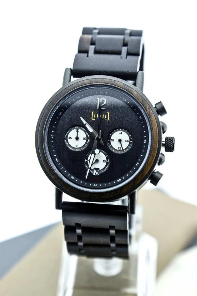 Reloj Análogo Ebony Wood y Acero Inox WAGS018-8C