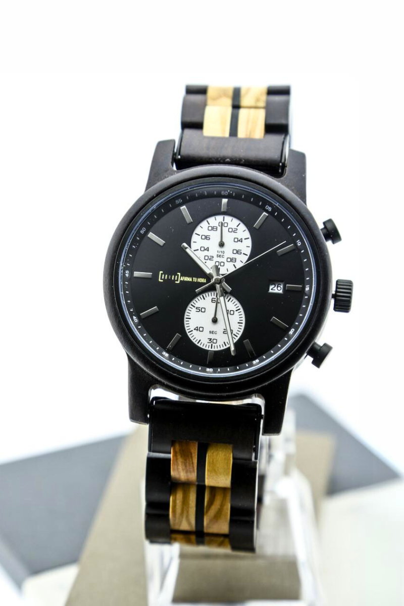 Reloj Análogo Ebony Wood y Acero Inox WAGT116-1C
