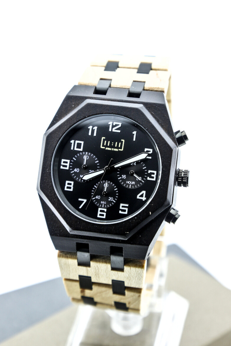 Reloj Análogo Ebony Wood y Acero Inox WAGT092-2C