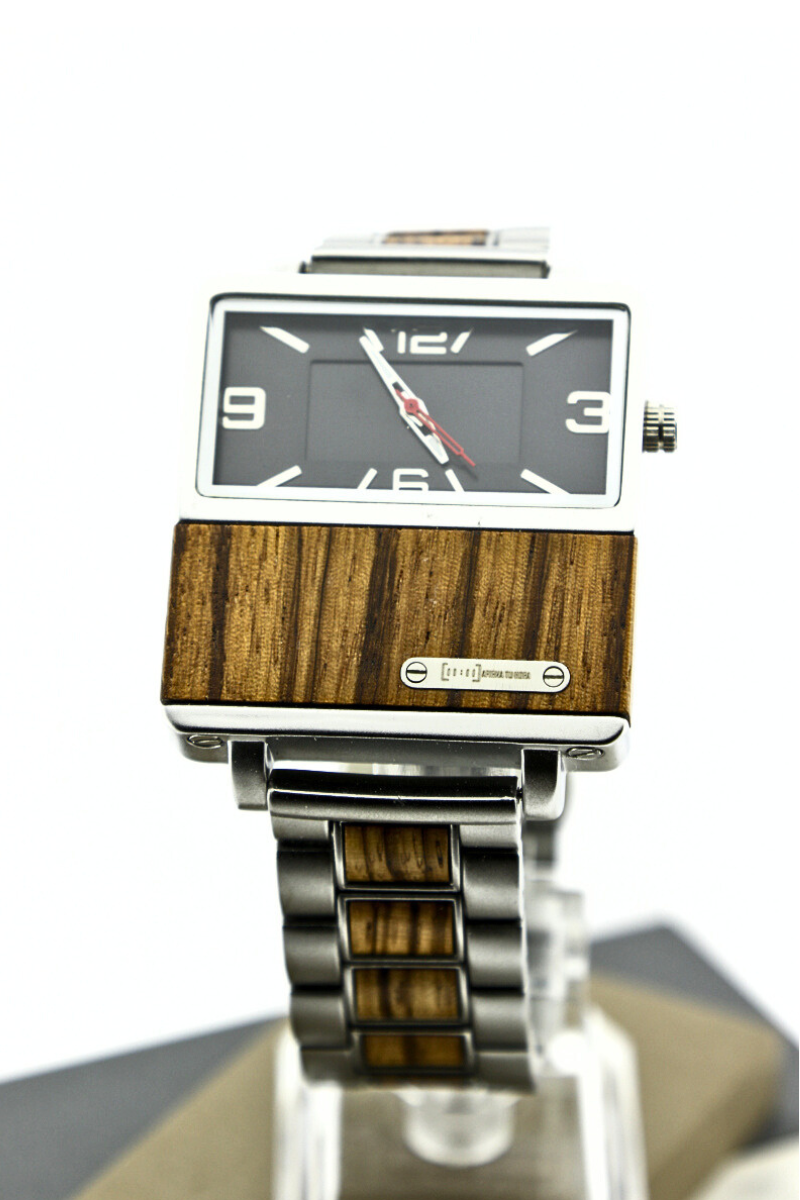 Reloj Análogo Ebony Wood y Acero Inox WAGT095-3C