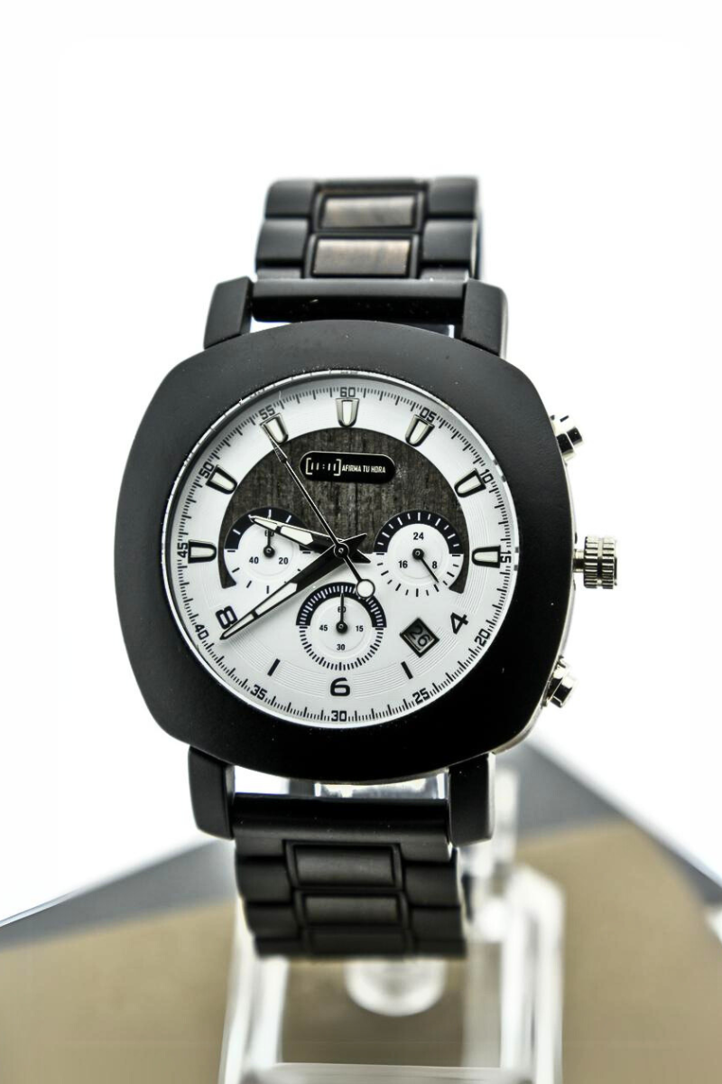 Reloj Análogo Ebony Wood y Acero Inox WAGT088-1C