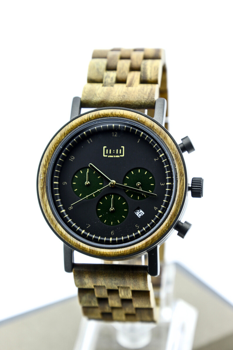 Reloj Análogo Ebony Wood y Acero Inox WAGT027-2C